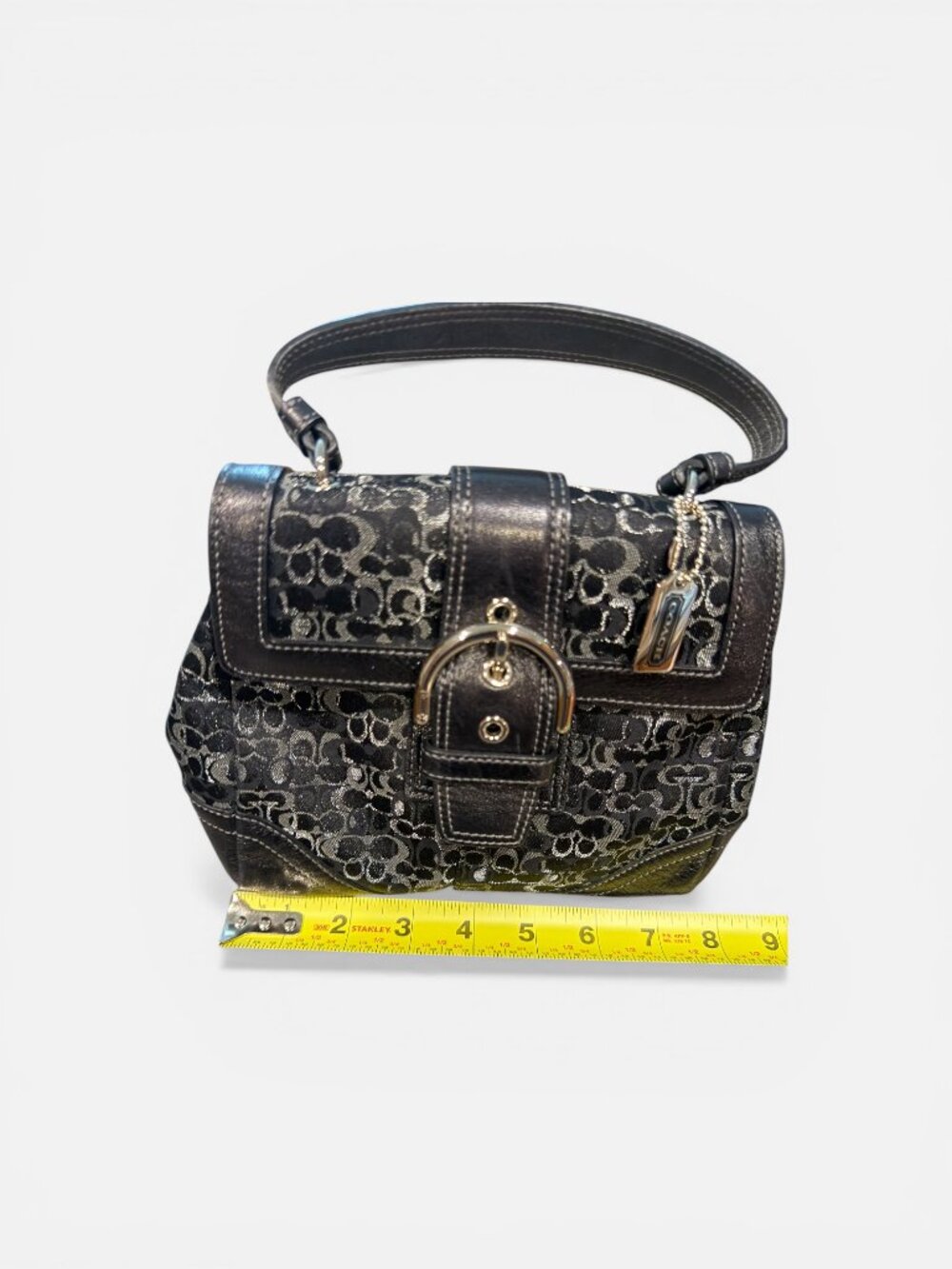 Coach Mini Signature Optic Buckle Satchel 7.5–8” wide × 5–6” tall. NWT Y2K - Picture 5 of 5